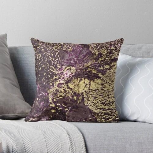Two Purple Leaves In Melted Gold Polyester Decor Pillow Case Home Cushion Cover 45*45cm