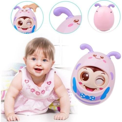 Baby Rattles Mobile Doll Bell Blink Eyes Tumbler Roly-poly Silicon Teether Toy Fun For Newborns Gift Baby Toys New