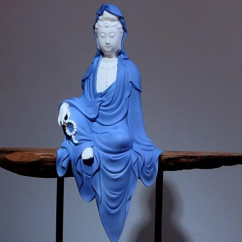 Chinese Ceramic Crafts White Porcelain Avalokitesvara Figures Home Living Room Decoration Point Home Software