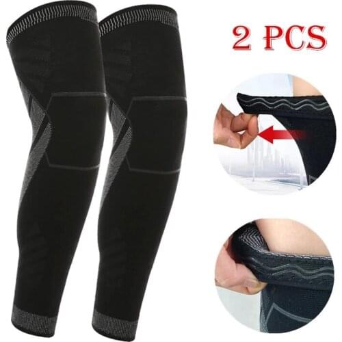 2PCS Full Leg Compression Sleeves Long Knee Pad Sleeve Leg Warmers Legwarmer for Men Women Basketball Arthritis Cycling Sports