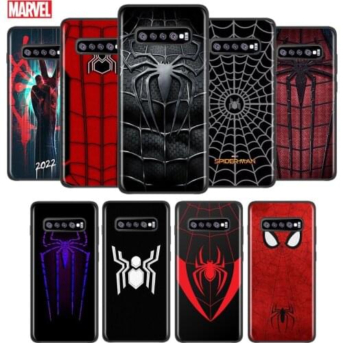 Marvel Spiderman Logo For Samsung Galaxy Note 20 10 9 8 S21 S10 S10E S9 S8 S7 Ultra Lite Plus Pro Black Soft 5G Phone Case