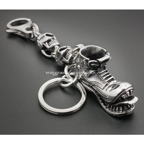 Cool Skull Boot 316L Stainless Steel Mens Biker Rocker Keychain 4S026KC