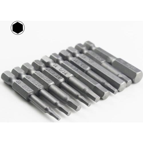 8 /10 Pcs Set 50mm 1/4 Inch Hex Shank Magnetic Hex Head Screwdriver Bits Electric Driver Bits Hand Tools Metric or SAE Sizes S2