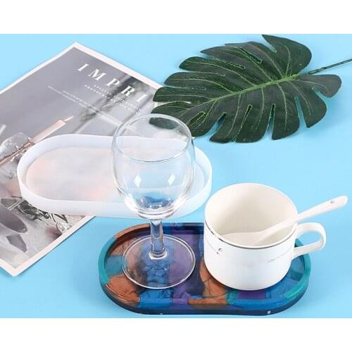 New Hot DIY Oval Silicone Coaster Mold Soft Flexible Oval Moulds for Cup Mat Home Decoration