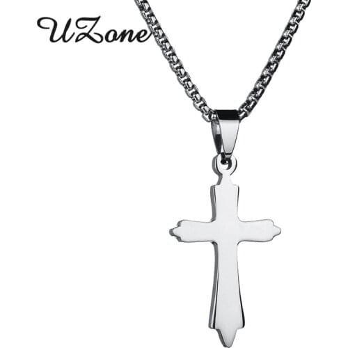 UZone New Design Stainless Steel Cross Necklace Simple Crucifix Pendant Necklace For Men Birthday Gifts