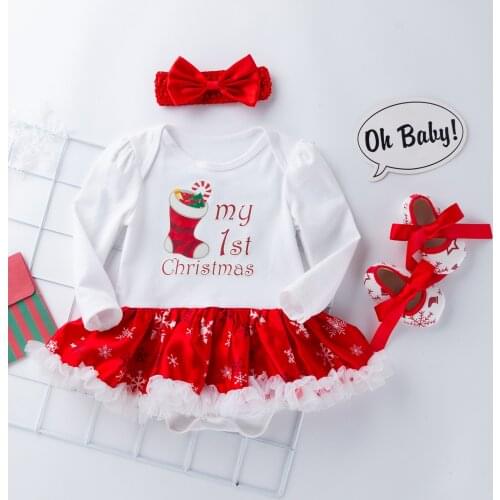 Baby Clothes Girl Outfit My First Christmas Girl Set For Newborns Girl 3Pcs Clothing Newborn Baby Clothes Girl
