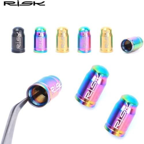 Risk 1 pair Bicycle Schrader Valve Cap for MTB Bike Tire Tyre Wheel Titanium Dust American Valve Cover Cap AV Valve Cover