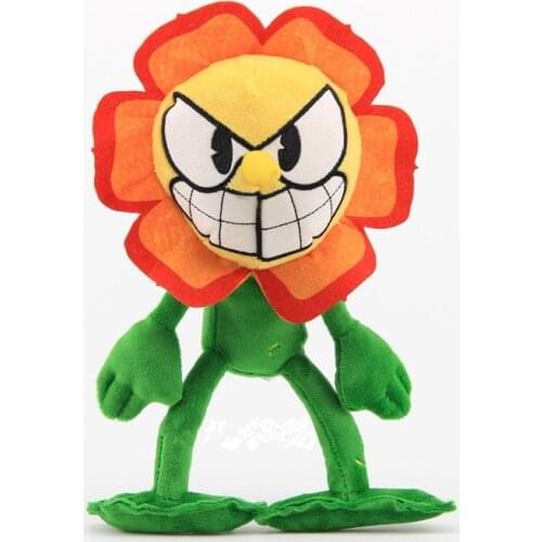 Plush Toy Cute Cartoon Cuphead Stuffed Soft Toy Cagney Carnantion Dolls Sun Flower Gifts For Kids 25cm