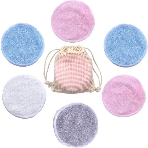 10Pcs Makeup Remover Pads Reusable Bamboo Fiber Washable Rounds Cotton Pads Make-up Cleansing Facial Pad Skin Cleaning Puff