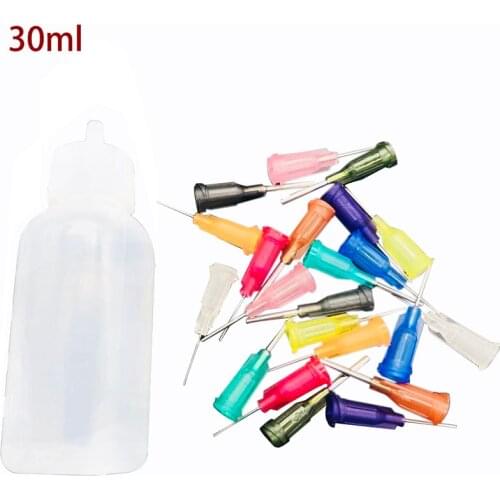 Transparent Polyethylene Needle Dispensing Dispenser Bottle for Rosin Solder Flux Paste + 11 Needles 30ml