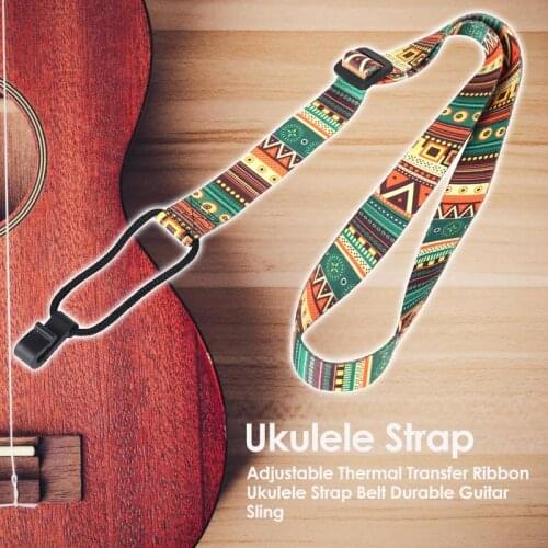 Ukulele Strap Guitar Belt Adjustable Ethnic Style Sling Thermal Transfer Ribbon Instrument Guitar Accessories