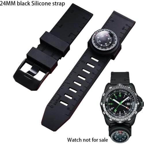24MM black silicone rubber strap FOR Luminox military watch Bracelet 8831 With compass diving outdoor sports watch strap