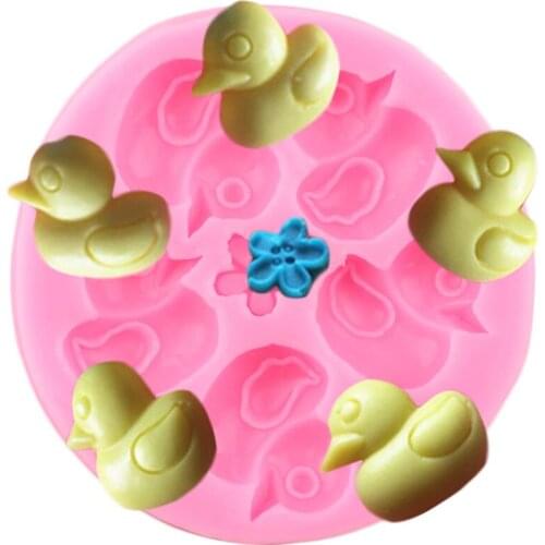 Duck Flower Silicone Mold Baby Birthday Cupcake Topper Fondant Molds Cake Decorating Tools Candy Clay Chocolate Gumpaste Moulds