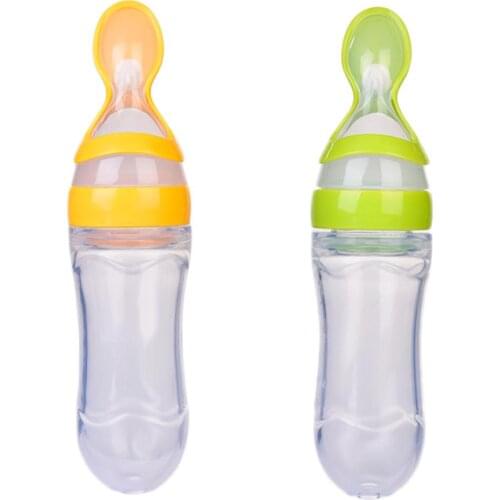 Silicone Squeezed Spoon Feeding Rice Cereal Bottle Baby Complementary Food Feeding Silicone Rice Cereal Spoon Soup Spoon