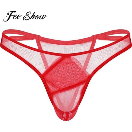 Sissy Men Low Waist Sheer Gauze Briefs Panties Elastic Waistband G-String See-through Thongs Gay Underwear Man Exotic Underpants