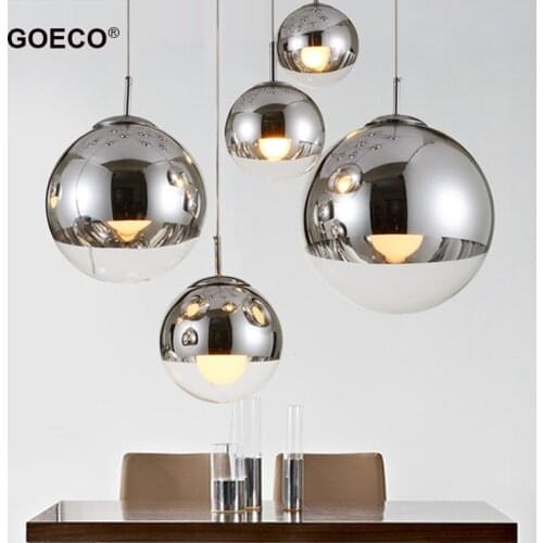 Modern Silver Glass Ball Pendant Lamp Ceiling Chandelier Living Room Bedroom Dining Room Kitchen Home Light Hanging Luminaire