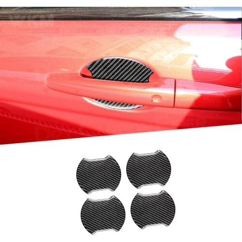 Carbon Fiber Exterior Door Handle Bowl Trim Cover Scratches Resistant Protective Stickers For Toyota For BMW Universal Car