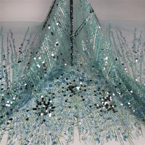High-quality French tulle lace, exquisite colorful sequin embroidery, suitable for womens dress design fabrics