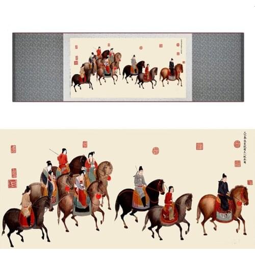 Top quality Chinese Horse silk painting Horse art painting Silk scroll art painting eight horse painting19062805
