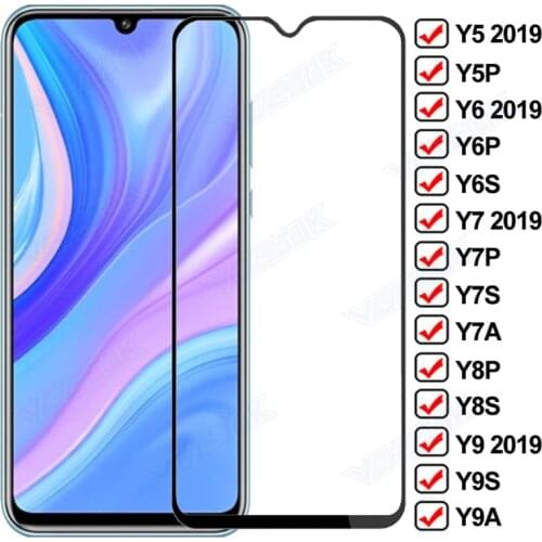 9D Full Protective Glass For Huawei Y5 Y6 Y7 Y9 2019 Tempered Screen Protector Y5P Y6P Y7P Y8P Y6S Y7S Y8S Y9S Y7A Y9A Glas Film