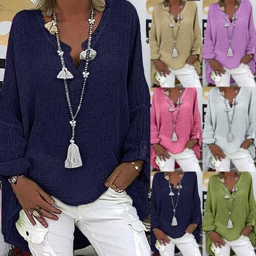 Women T-shirt V-neck Solid Color Long Sleeve Casual Top Personalized Printing Sexy Girls Fashion Ladies All-match Daily T-Shirt