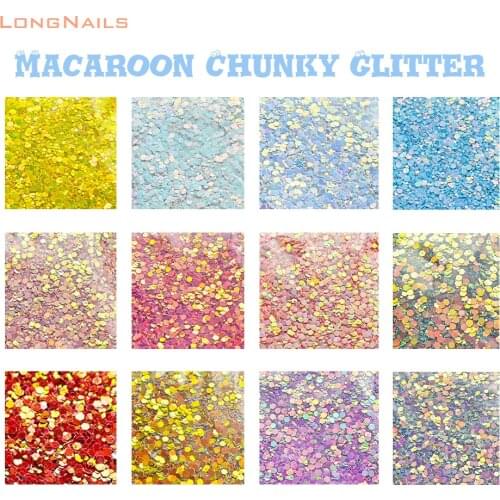 1-3mm Mixed Symphony Nail Chunky Glitter 50g/Bag Flashing Macaroon Polyester Makeup Chameleon Sequins Nailart Flake Glitter 2021