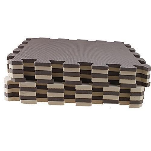 10 Piece Eva Foam Puzzle Exercise Mat Interlocking Floor Tiles Brown beige