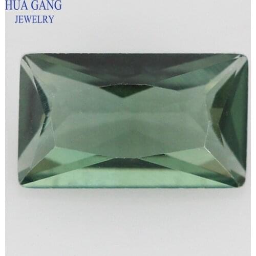 152# Green Rectangle Shape Princess Cut Synthetic Spinel Stone For Jewelry Size 2x3mm~8x10mm