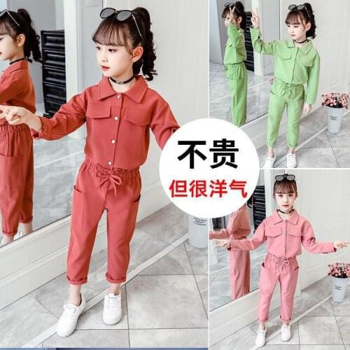 Girls Suits Coat + Pants 2pcs Kids Cotton 2021 New Spring Autumn High Quality Formal Sport Teenagers Children Sets Outfits