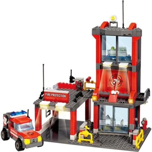 300pcs City Fire Fighting Rescue Station Building Blocks Figure Firefighter Truck Car Educational Model Bricks for Children Toys