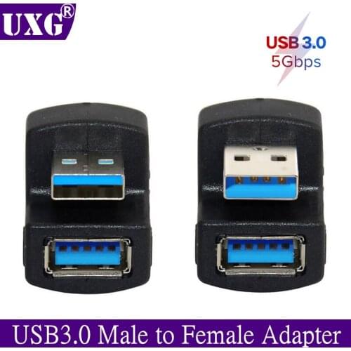 5Gbps Up & Down 180 Degree Angled USB 3.0 USB2.0 Adapter A Male to Female Extension Connector Work for LTE adapter to power bank