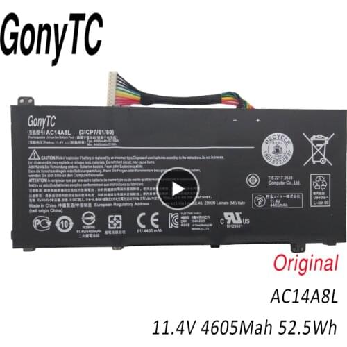 GONYTC AC14A8L Original Laptop Battery For Acer for Aspire VN7-571 VN7-571G VN7-591 VN7-591G VN7-791G KT.0030G.001 11.4V 4605mAh