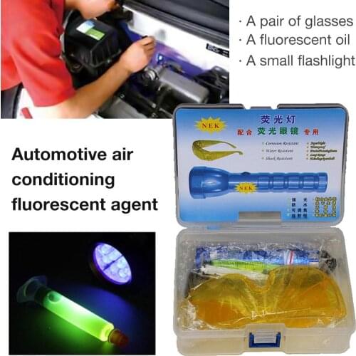 Car R134A R12 Air Conditioning A/C Sealing System Kit Auto UV Protecting LED Flashlight UV Dye Tool Automotive Repair Tools Set