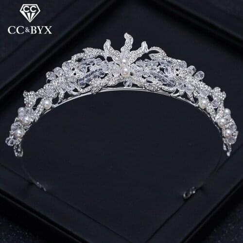 CC wedding jewelry tiaras and crowns hairbands luxury princess engagement hair accessories for bride pearl rhinestone gift XY276