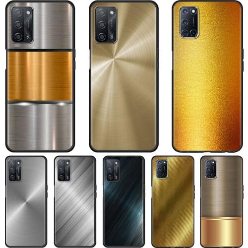 Dark Brushed Metal Texture Cell Phone Case for Oppo A53 A9 2020 A52 A93 Find X2 Lite X3 Reno 3 4 Pro 5G Ace A55 A94 A74 Cover
