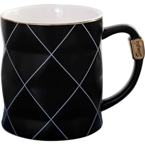 Black and White Plaid Porcelain Water Cup Nordic Creative Harajuku Business Mug Coffee Cup Cute Mugs