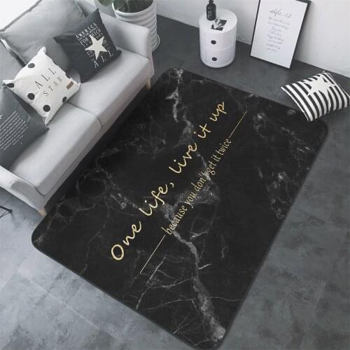 Nordic Style Black and White Marble Pattern Gilt Powder Flamingo Bedroom Living Room Floor Mat Carpet Customization