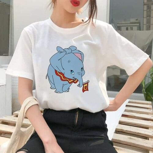 Disney Tshirt Ukraine Pretty Lady Tops Sweet Cute Dumbo Print Round Neck Tees Oversize T-Shirt Womens Fashion Streetwear
