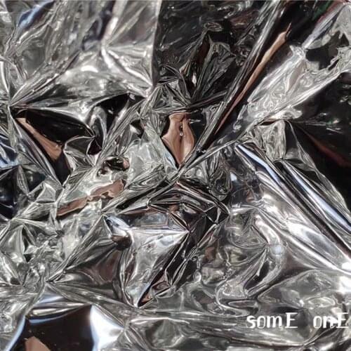 0.06mm TPU Fabric Double-sided Silver Mirror Reflective DIY Waterproof Clothing Bags Decor Crafts Designer Fabric 50*120cm