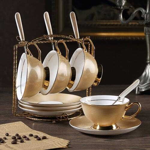 Europe High-grade Bone China Coffee Cup set Luxury gold color Retro Royal family Tea Cup Set AfternoonCup and Saucer gift set