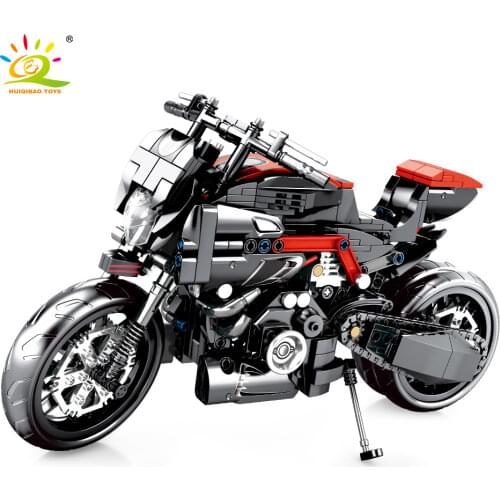 HUIQIBAO Off Road Motorcycle Race Building Blocks Technical Speed Champion Motorbike Car Vehicle Bricks Creativity Toys Children