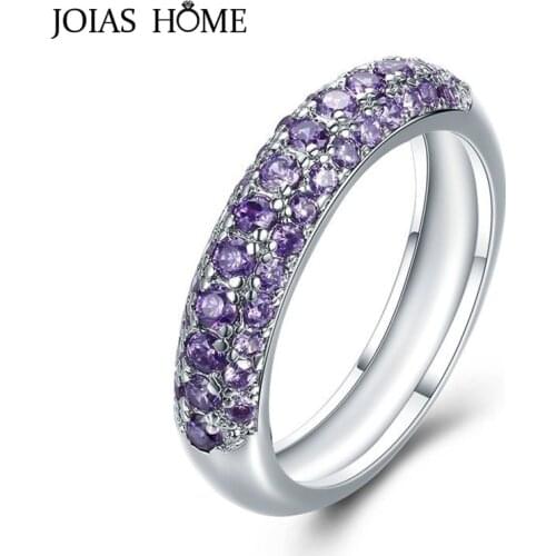 JoiasHome Classic 925 Sterling Silver Rings For Women Wth Round Shape Small Gemstones Top Quality Silver Female Gift Wholesale