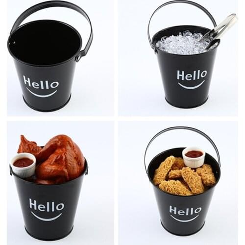 Creative Mini Black Ice Bucket Fries Barrel Black Iron Ice Bucket French Fries Small Bucket Coffee Shop Bar party