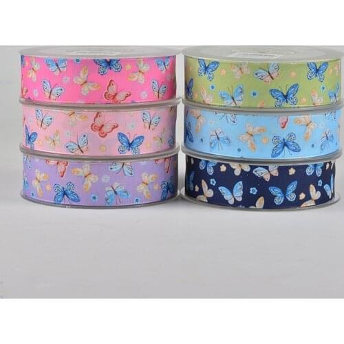 25mm 5Yards Butterfly Pattern Gift Wrapping Tape Ribbon Bow Tie Box Packing Belt DIY Baking Polyester Hair Sewing