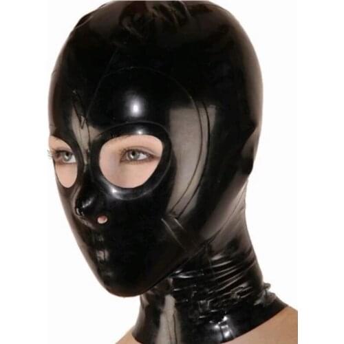 100% natural latex women mask rubber head hood with open eyes fetish cosplay masks