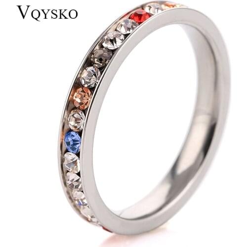 Fashion Jewelry Stainless Steel Jewelry Rings For Women Accessories Wholesale Colorful Crystal Rings Party Gift Design