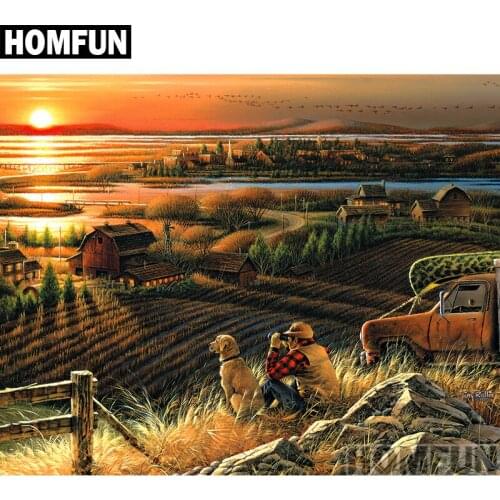 HOMFUN Full Square/Round Drill 5D DIY Diamond Painting "Sunset scenery" Embroidery Cross Stitch 3D Home Decor Gift A00806