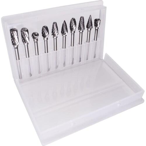 10pcs 1/8" Drill Bit Milling Cutter Shank Tungsten Carbide Rotary Burr Set Electric Grinding CNC Engraving Abrasive Tools
