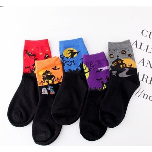 Halloween Creative Socks Lovers Cotton Witch Ghost Pattern Autumn Winter High Quality Cosplay Performance Accessories Meias