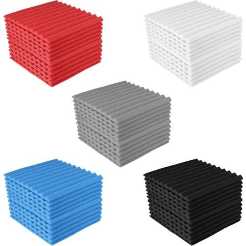 12PCS High Density Acoustic Foam Panels Soundproofing Foam Flame Retardant Sound Absorption Treatment Tile Wedges 25x25cm